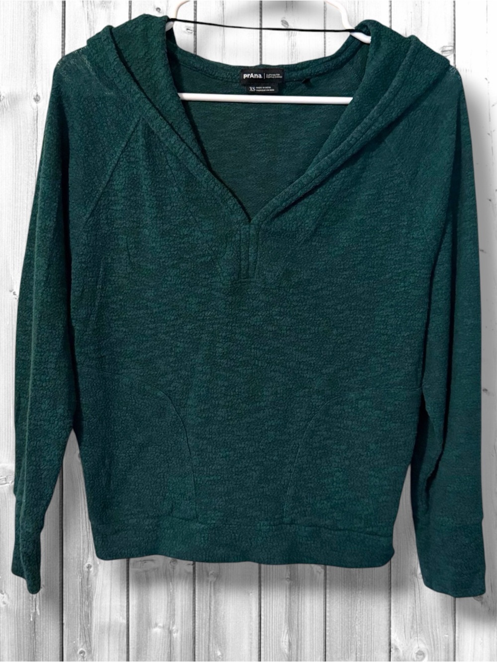 🌼Prana Women's Dark Teal V-Neck Hooded Sweater